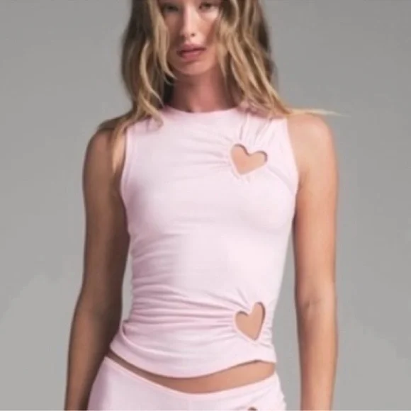 SKIMS Cotton Jersey Heart Tank in Cherry Blossom, NWT Size M, Limited Piece - Picture 3 of 6